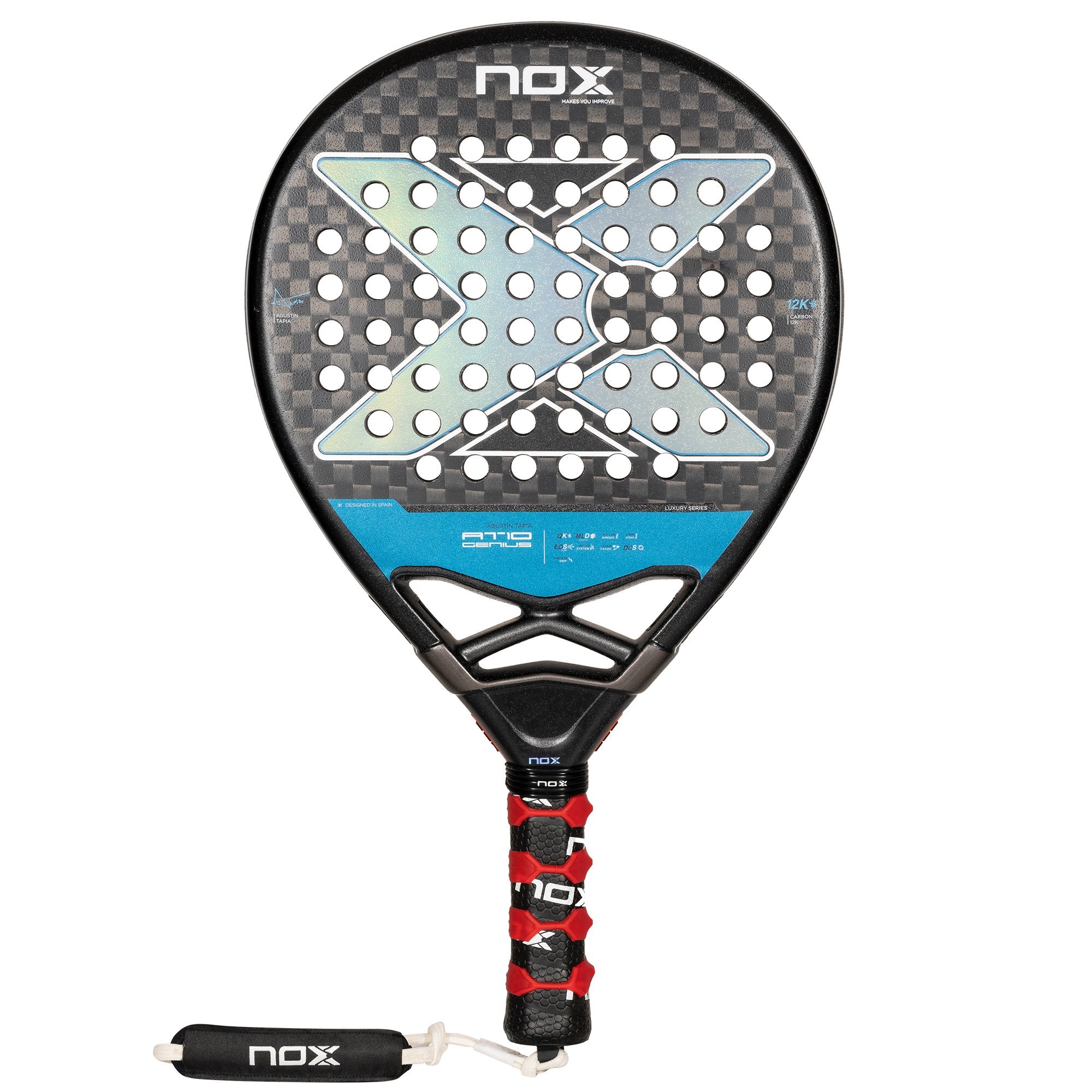 NOX AT10 Genius 18K Alum Padel Racket - Black/Grey